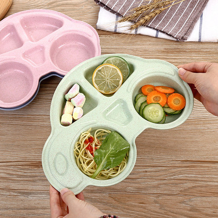 品兔 小麦秸秆儿童餐盘餐具 可爱卡通汽车造型餐盘家用分隔分格盘图片