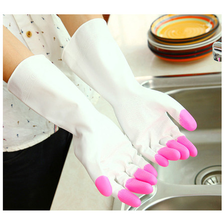 防水洗衣洗碗乳胶手套橡胶家务清洁手套薄清洁塑胶皮pvc手套图片