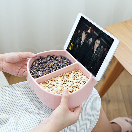 懒人嗑瓜子神器坚果盘家用客厅创意多功能零食盘干果盘带手机支架图片