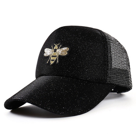 米佐邦  帽子新款荧光亮片蜜蜂棒球帽男女士鸭舌帽韩版嘻哈渐变色时尚网帽图片
