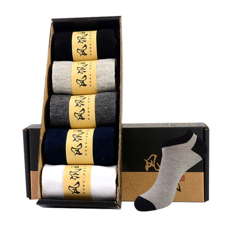 新款5双盒装男女士船袜夏季休闲短筒袜袜子图片