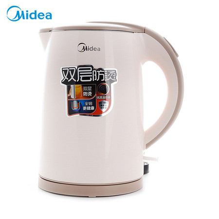 美的（Midea） 电热水壶304不锈钢双层1.5L MK-H415E2j 白色