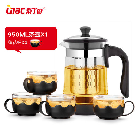 紫丁香 耐热玻璃茶壶茶具过滤养生壶加厚办公泡茶壶家用水壶套装