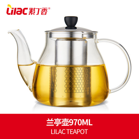 紫丁香 加厚耐热玻璃茶壶养生壶不锈钢过滤泡茶壶煮茶壶970ML图片