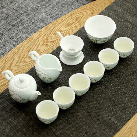 苏氏陶瓷（SUSHI CERAMICS）手工描金影青宁静致远配小杯茶洗礼盒