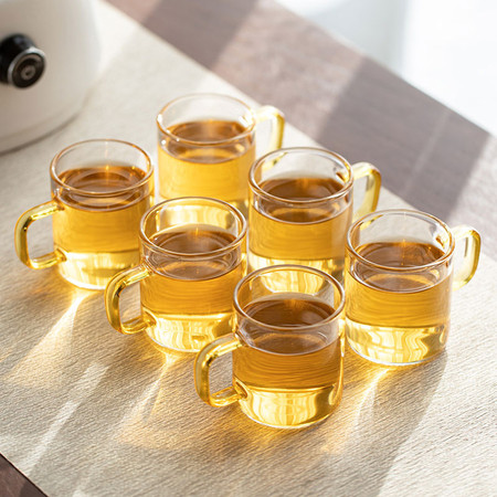 玻璃茶杯品茗杯 高硼硅耐热耐高温 花茶杯个人杯（6只装）
