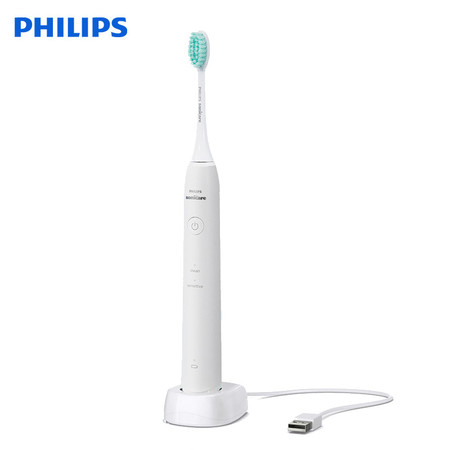 飞利浦/PHILIPS 电动牙刷 成人声波震动牙刷 净力刷 2种模式 温和清洁  HX2431