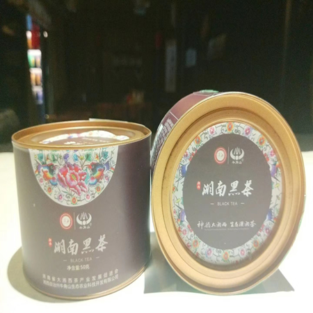 【红色爱心】CCTV国家品牌计划扶贫推荐产品   牛角山小圆罐.湖南黑茶(古丈毛尖）（19年新茶）图片
