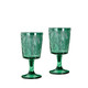 青苹果 墨绿法式浮雕高脚杯玻璃杯ins风复古绿色红酒杯子2只装