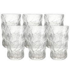 青苹果 青苹果 冰川石纹玻璃水杯加厚家用耐热透明高款6只装