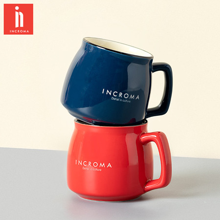 银酷（incroma）350ml陶瓷杯创意马克杯咖啡杯牛奶杯情侣水杯居家杯子两件套