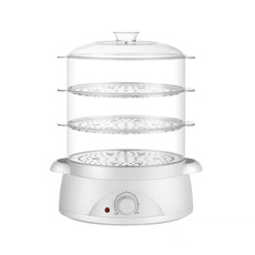 领锐（lingrui）电蒸锅蒸煮蛋器多功能锅10L大容量分体式可定时带积汁盘 大容量白色-三层