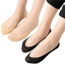  浪莎 船袜硅胶防滑丝袜隐形冰丝肤色5双黑色5双ZT8006-10