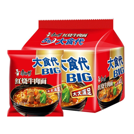 康师傅 康师傅红烧牛肉面 大食袋 红烧牛肉面 145g*10袋装/145g*20袋装图片