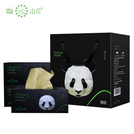 山丘 PANDAPOO-黑科技熊猫便便 纸盒抽纸卫生面巾家用4层100抽3盒