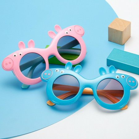 新款小猪儿童太阳镜韩版儿童墨镜动漫卡通太阳镜男女宝宝眼镜图片
