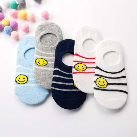 新款5双装儿童袜卡通网眼船袜日韩风格全棉儿童船袜