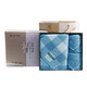 洁丽雅 纯棉毛巾浴巾三件套 吸水方格礼盒套装 蓝色系列