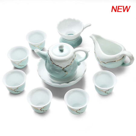 苏氏陶瓷 茶具套装忆荷陶瓷手绘描金茶杯子带礼盒 J0016图片