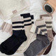 行科  秋季条纹袜子女百搭厚袜保暖堆堆袜中筒袜 五双五色简易包装
