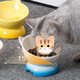 行科 猫碗猫食盆陶瓷宠物小猫咪饭碗粮盆高脚防打翻 斜口猫粮碗款
