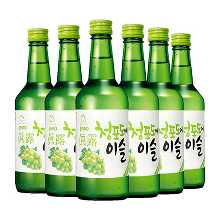 韩国进口竹炭烧酒清酒 真露竹炭酒青葡萄味360ml*6瓶