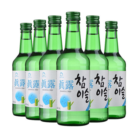 韩国原装进口烧酒 新真露竹炭酒 蒸馏酒  360ml*6瓶