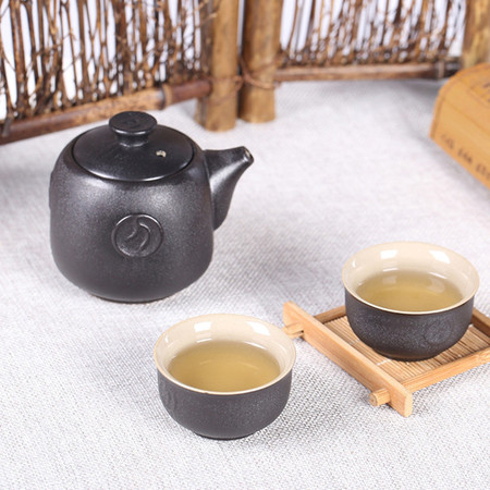 茶知米 玄茗问道 黑釉茶具 便携茶具 3件套 旅行茶具