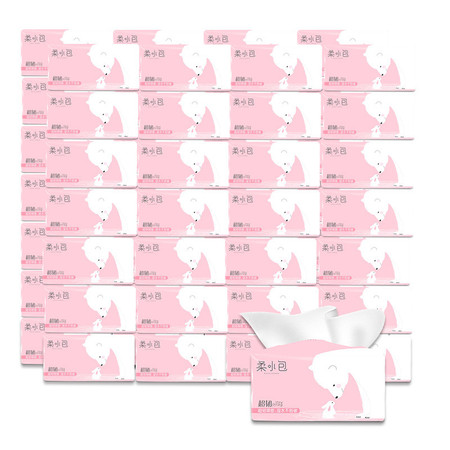 48包一箱 3层80抽柔小包原生木浆抽纸 家庭实惠装 无纸屑可湿水无荧光剂纸巾 面纸图片