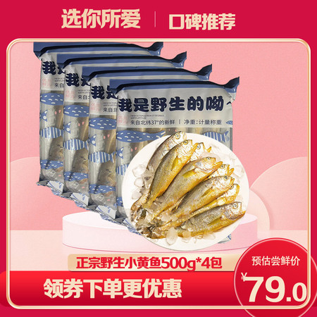 好谷源 【领劵立减10元】海捕新鲜小黄鱼500g*4包（每包10条）-冷链发货（非野生包赔）