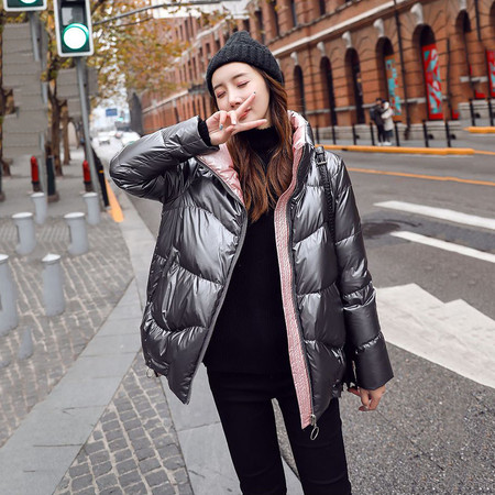 MRS COLA 2020冬装新款女装韩版面包服时尚外套 亮面羽绒服女短款 含绒量：50%图片
