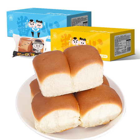 一对一生奶黄味/咸芝士味 夹心排包360g/箱 早餐办公室面包图片