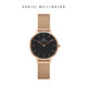 Daniel Wellington DW女表28mm黑表盘金色边金属表带 DW00100217