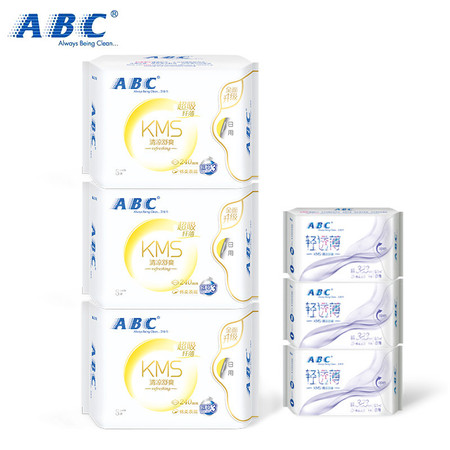 ABC 卫生巾日用夜用组合240mm*8片*3+323mm*3片*3