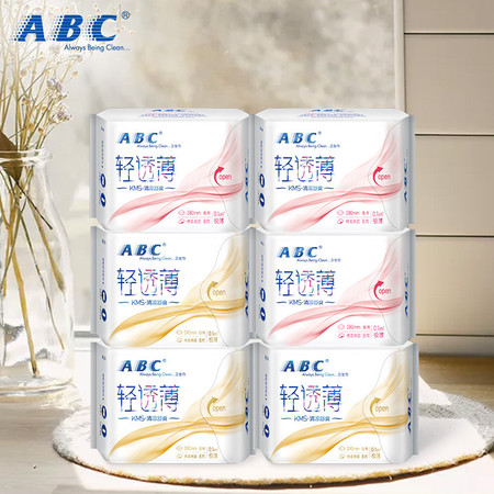 ABC 超薄0.1cm日用夜用卫生巾组合48片240mm*8片*3+280mm*8片*3