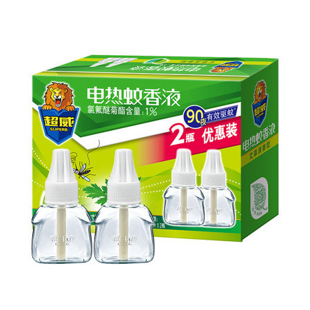 【苏宁专供】（立白旗下）超威植物艾草清香型 电蚊香液40ml*2瓶