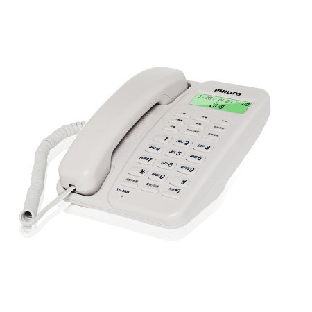 【苏宁专供】飞利浦(Philips) TD-2808有绳话机/普通家用/办公话机/来电显示/免电池/固定电话座机 (白色)图片