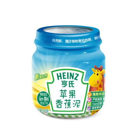 【苏宁专供】Heinz亨氏苹果香蕉泥113g/瓶辅食添加初期以上