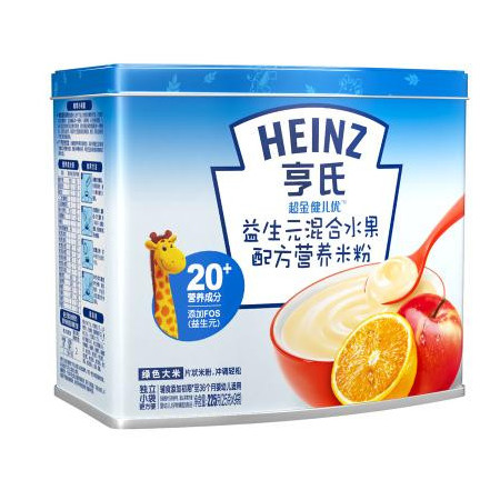 【苏宁专供】Heinz亨氏超金健儿优益生元混合水果配方营养米粉（25g*9袋）