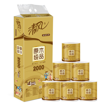 清风/kyfen 清风金装原木4层200克卷筒卫生纸图片