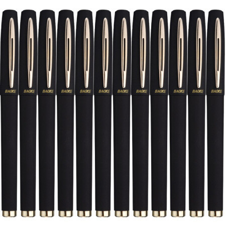 宝克 大容量中性笔办公签字笔磨砂笔杆水笔及笔芯替芯 12支装 包邮图片