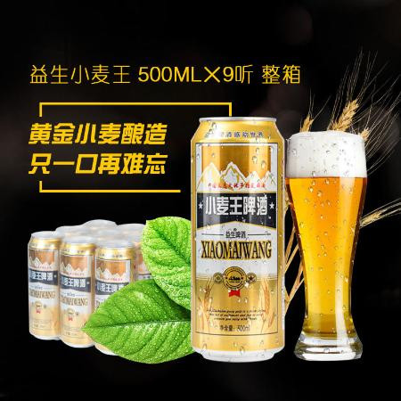 【厂家直销 特惠包邮】益生啤酒小麦王500ml易拉罐9听装整箱便宜促销批发