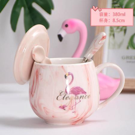 ins马克杯女带盖勺可爱创意家用女学生韩版陶瓷杯子咖啡早餐水杯图片