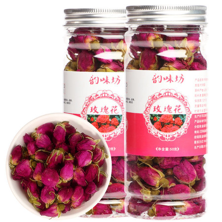 玫瑰【两罐】共100g玫瑰花茶叶干玫瑰正宗平阴玫瑰花茶柠檬片蒲公英茶组合花茶图片