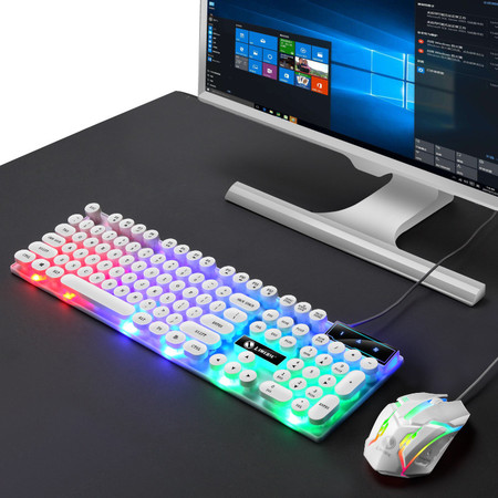 力镁GTX300吃鸡发光游戏悬浮键盘鼠标套装笔记本台式机网吧机械手图片