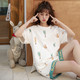 韩版学生睡衣女ins风夏季短袖短裤纯棉两件套装可爱少女家居服