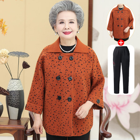 中老年秋装女针织衫外套60岁70奶奶装毛衣妈妈装冬装太太老人衣服图片