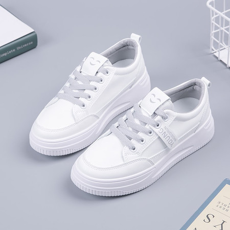 小白鞋女2021夏新款韩版学生平底休闲白鞋低帮厚底板鞋女潮图片