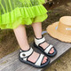 启言 女童凉鞋新款小香风公主鞋夏季儿童外穿运动中大童露趾防滑沙滩鞋
