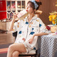 启言 夏季上新韩版翻领短袖睡衣女生日系卡通可爱睡衣甜美风家居服套装